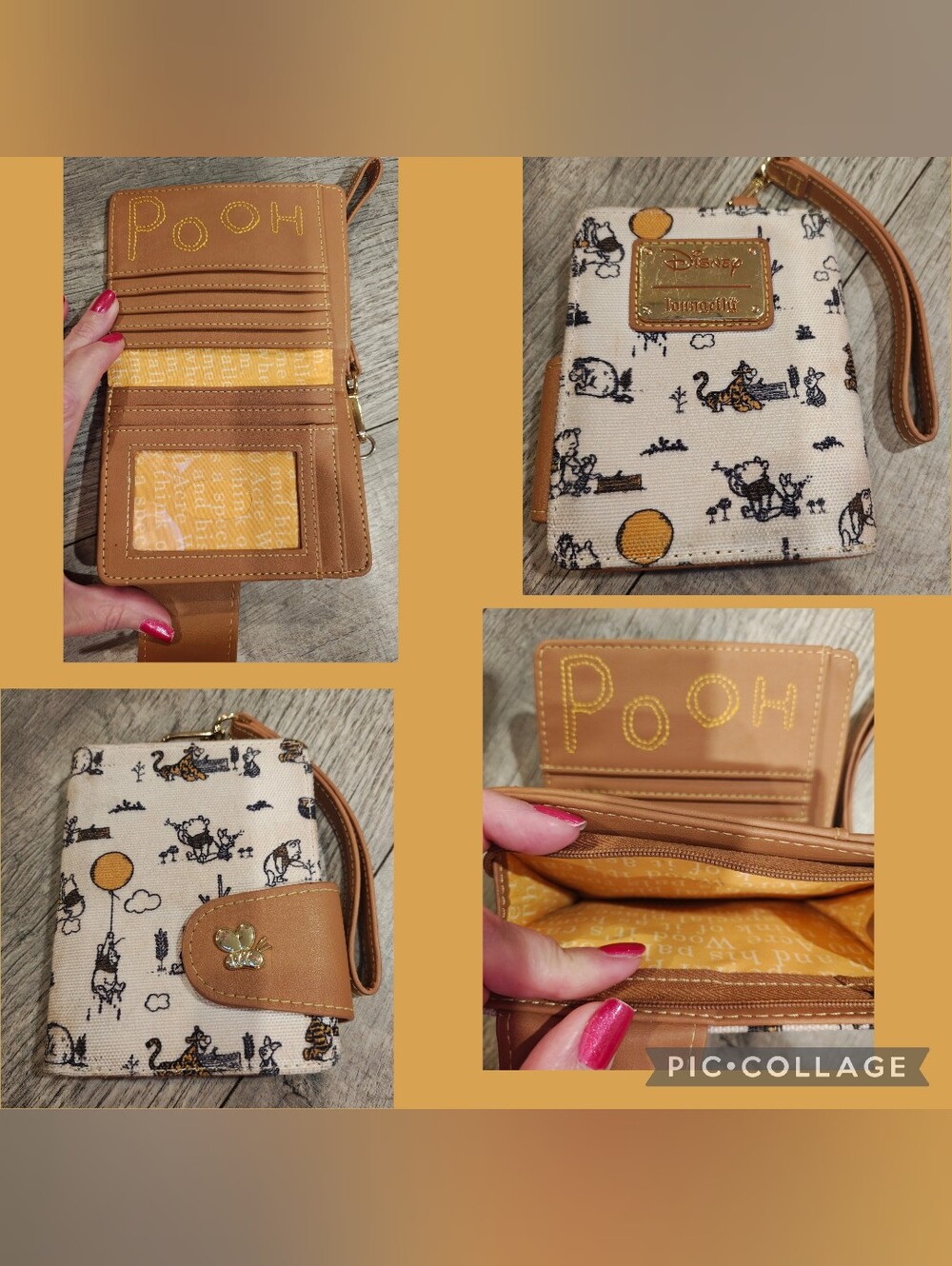 🍯✨RARE Disney Loungefly Winnie the Pooh Canvas Line Drawing Wristlet Wallet✨🍯